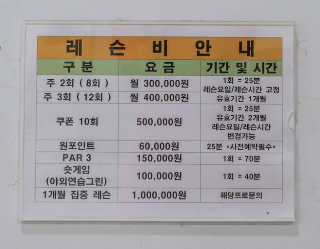 골프레슨비용