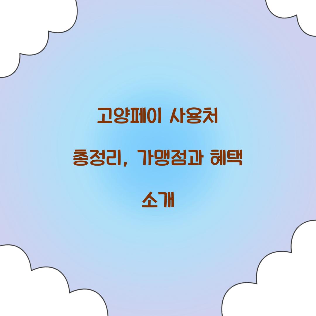 고양페이 사용처