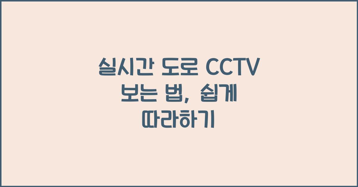 실시간 도로 cctv 보는 법