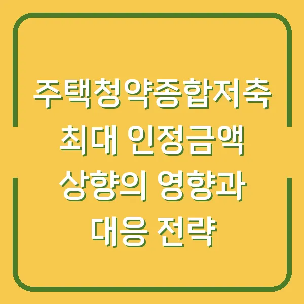 주택청약종합저축 최대 인정금액 상향의 영향과 대응 전략