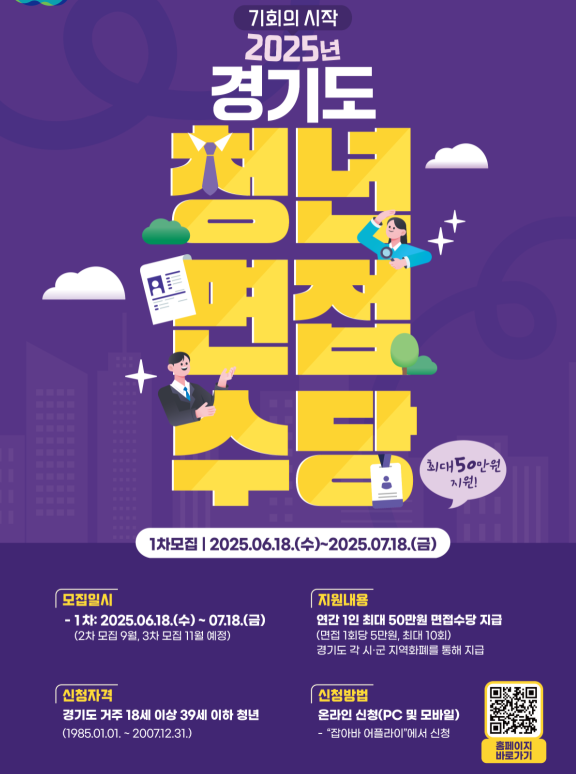 청년 면접수당 홍보 포스터