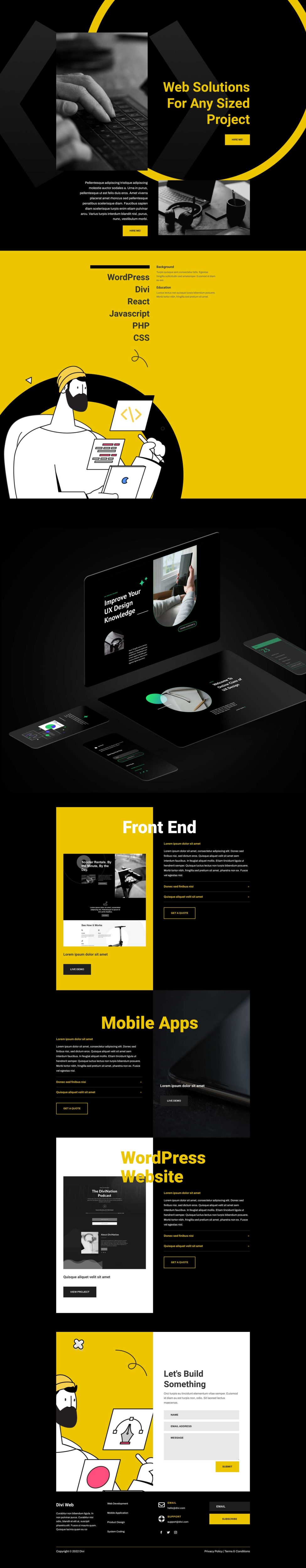 워드프레스 Divi 테마용 무료 웹 개발자 레이아웃 팩(Web Developer Layout Pack) 다운로드