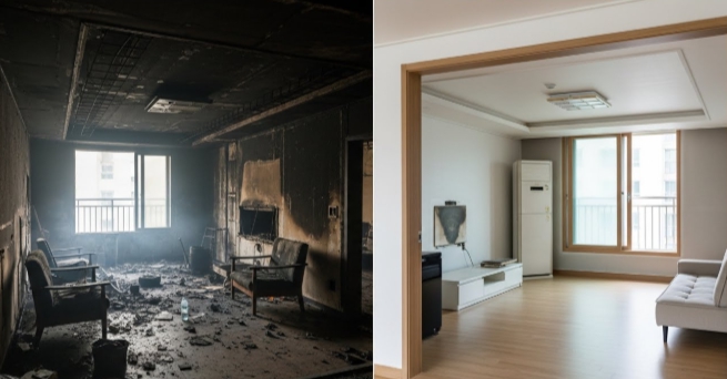 상주 화재청소 전후