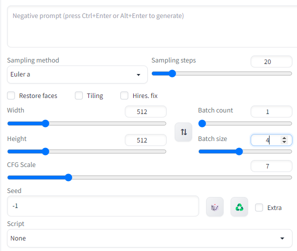 AUTOMATIC111 - Text2Img 탭