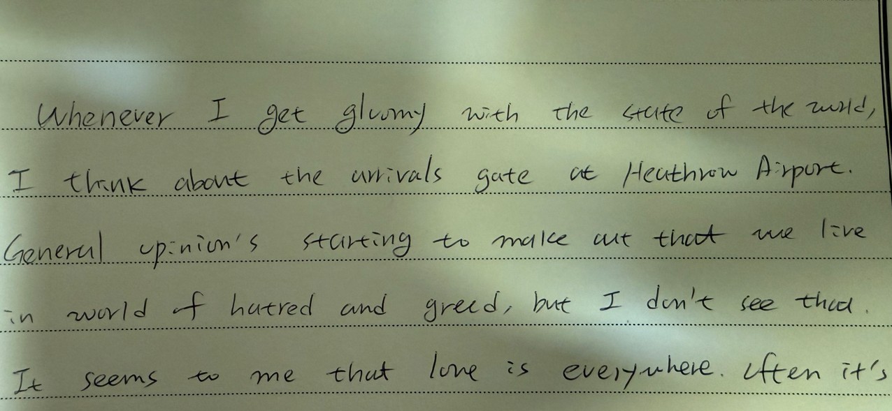 아침에 깨어나 영어로 필사한 노트 인증 사진