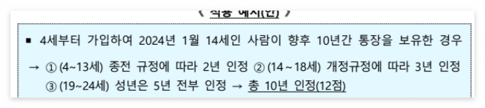 미성년자 청약통장 가입인정기간(@국토교통부)
