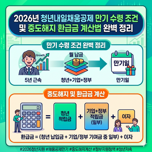 2026년 청년내일채움공제 만기 수령 조건 및 중도해지 환급금 계산법 완벽 정리