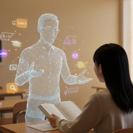 IT 및 AI 기술을 이용하여 학습하는 모습