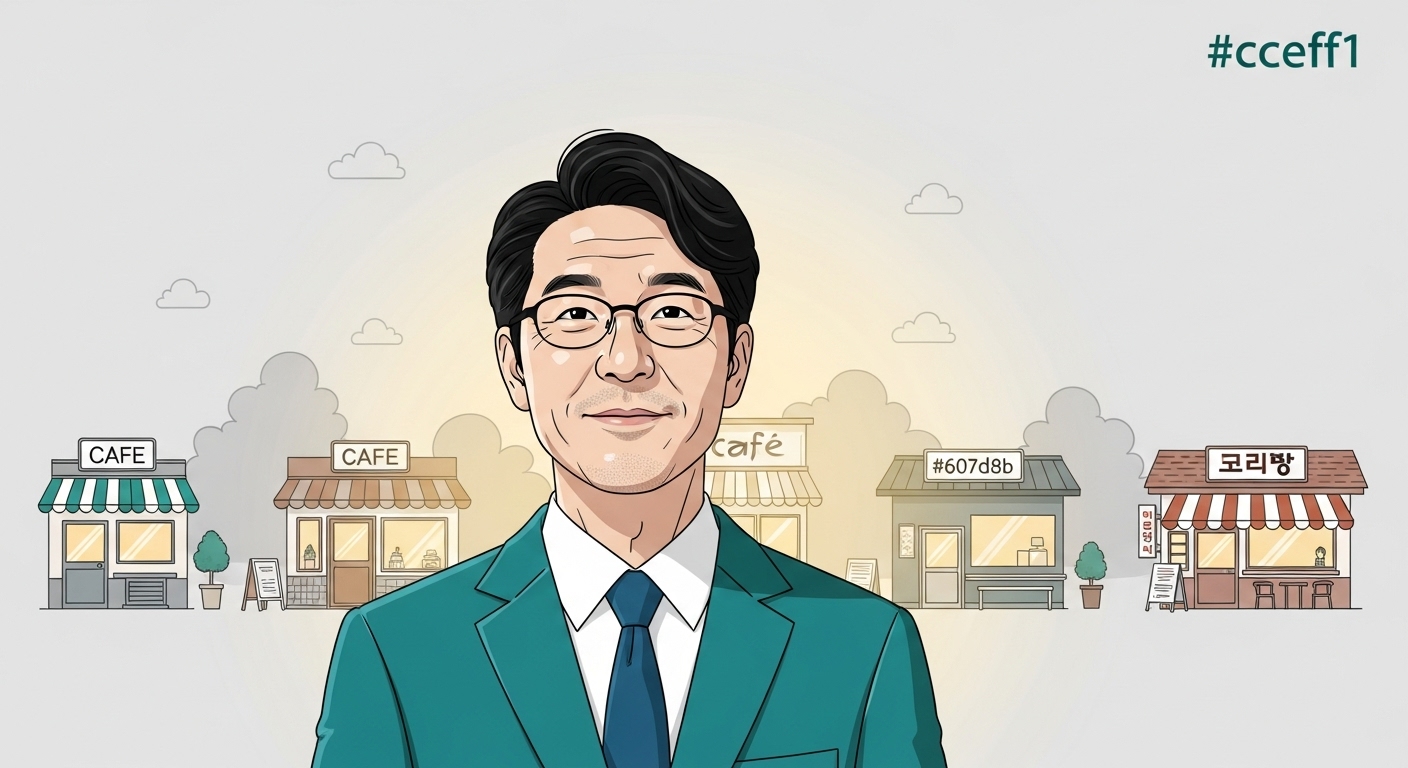 2025년 경기 침체 속에서도 희망을 잃지 않고 미래를 바라보는 소상공인과 활기찬 골목상권 전경. 긍정적인 분위기.