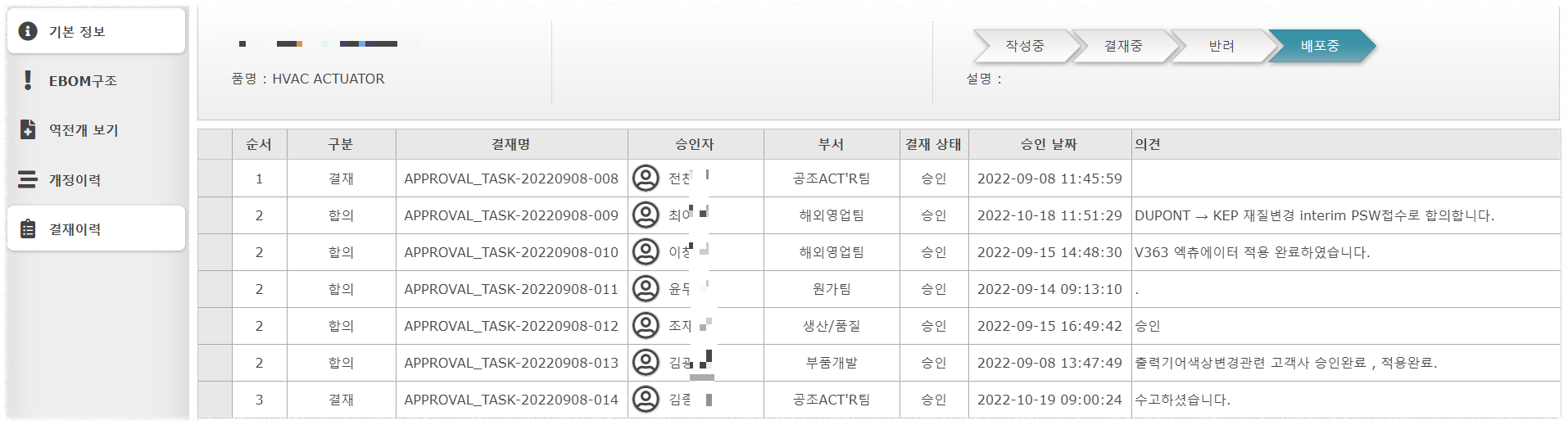 PDM 결재이력관리 시스템