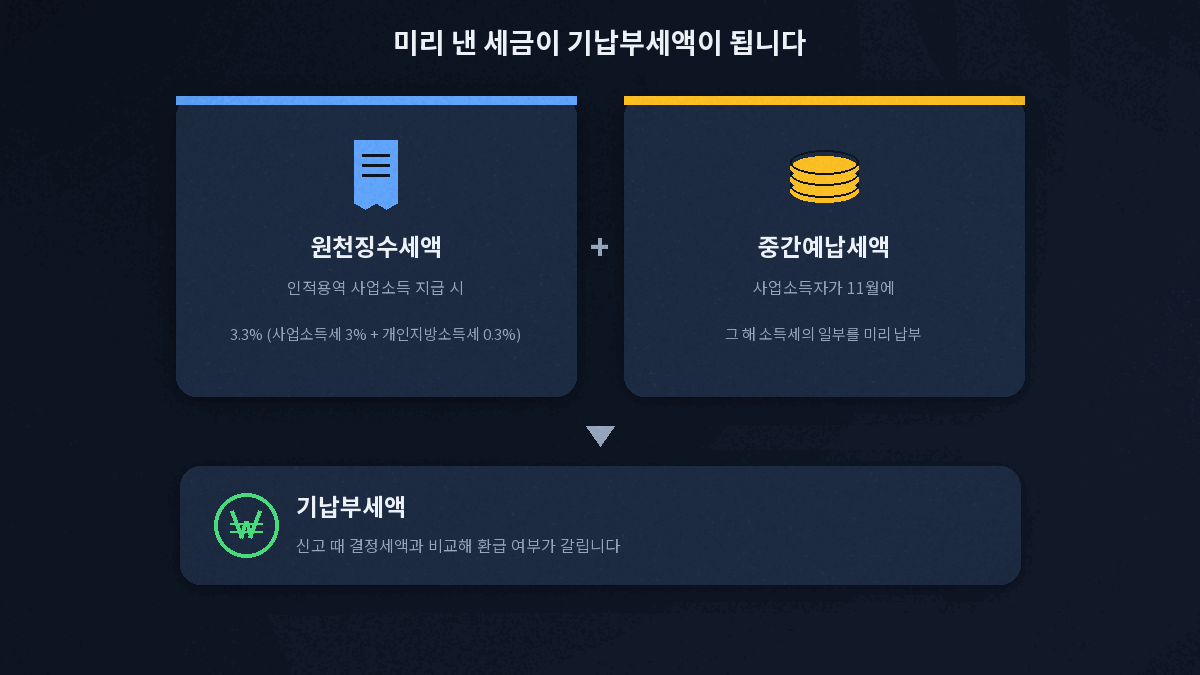 종합소득세 기납부세액 원천징수 3.3 중간예납