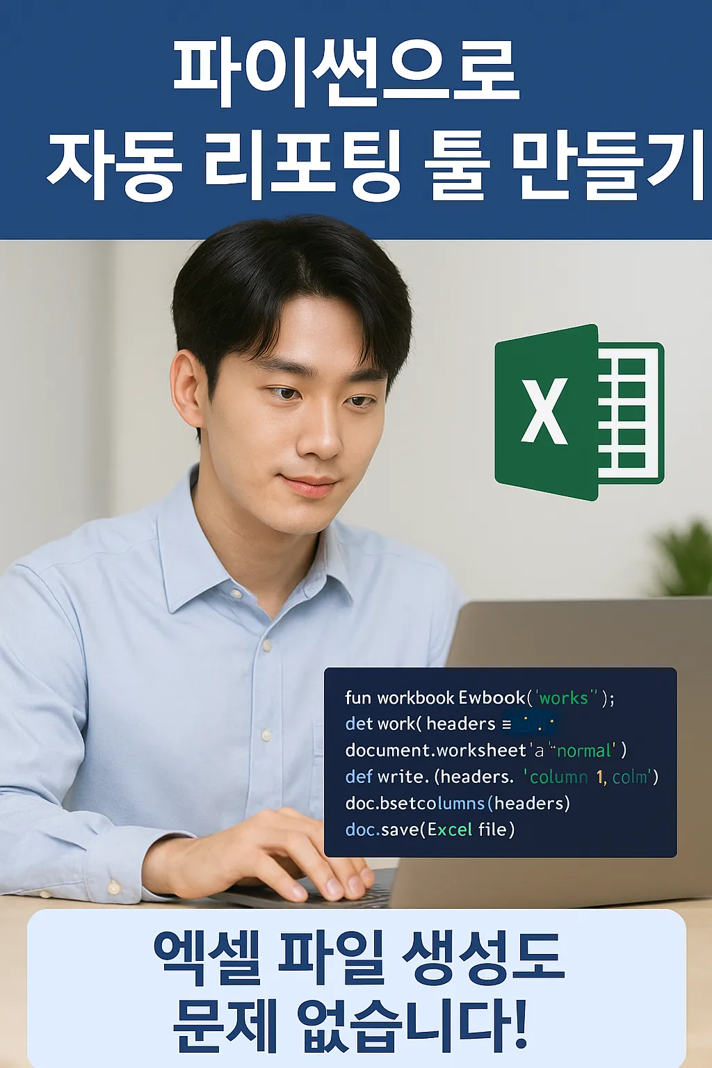 엑셀 자동화 리포트를 코딩하는 20대 남성 개발자