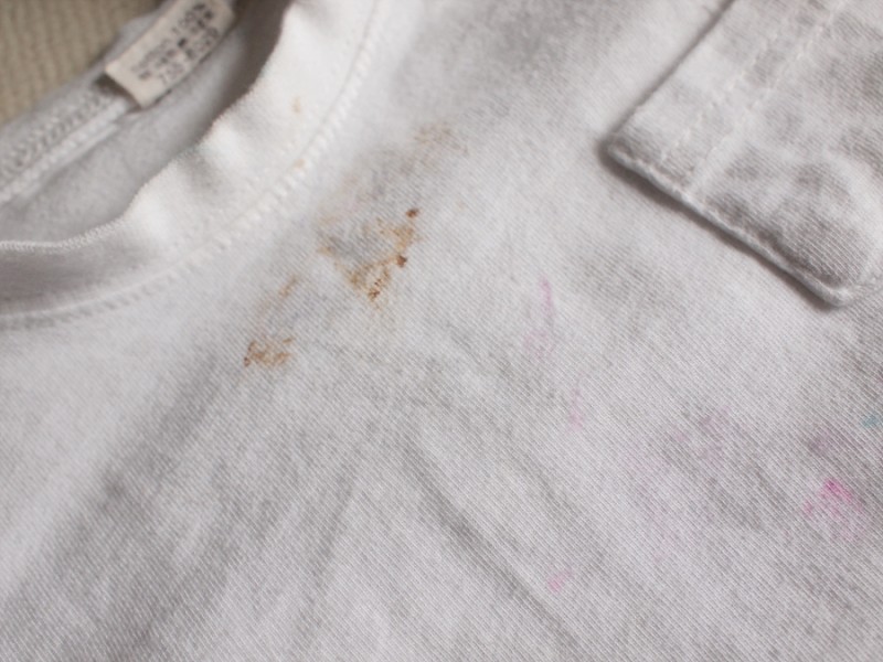 a stain on a white dress