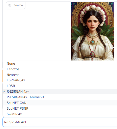 AUTOMATIC1111에서 제공하는 AI 확대 알고리듬