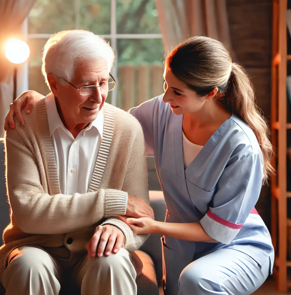 노인과 정서적 유대를 나누는 모습