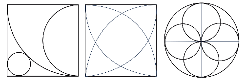 원을 이용하여 여러 가지 모양 그리기