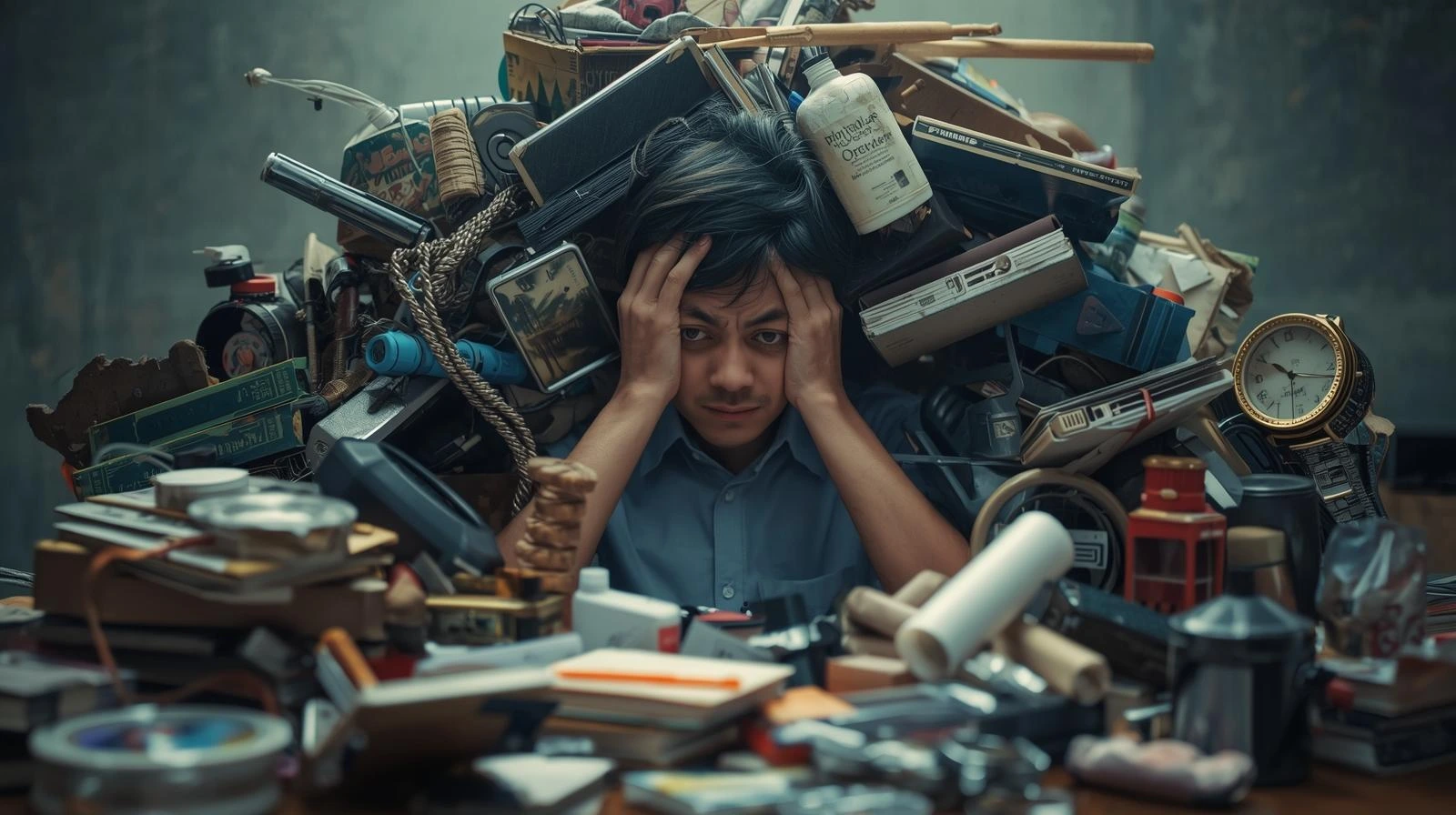 일에 파묻힌 직장인