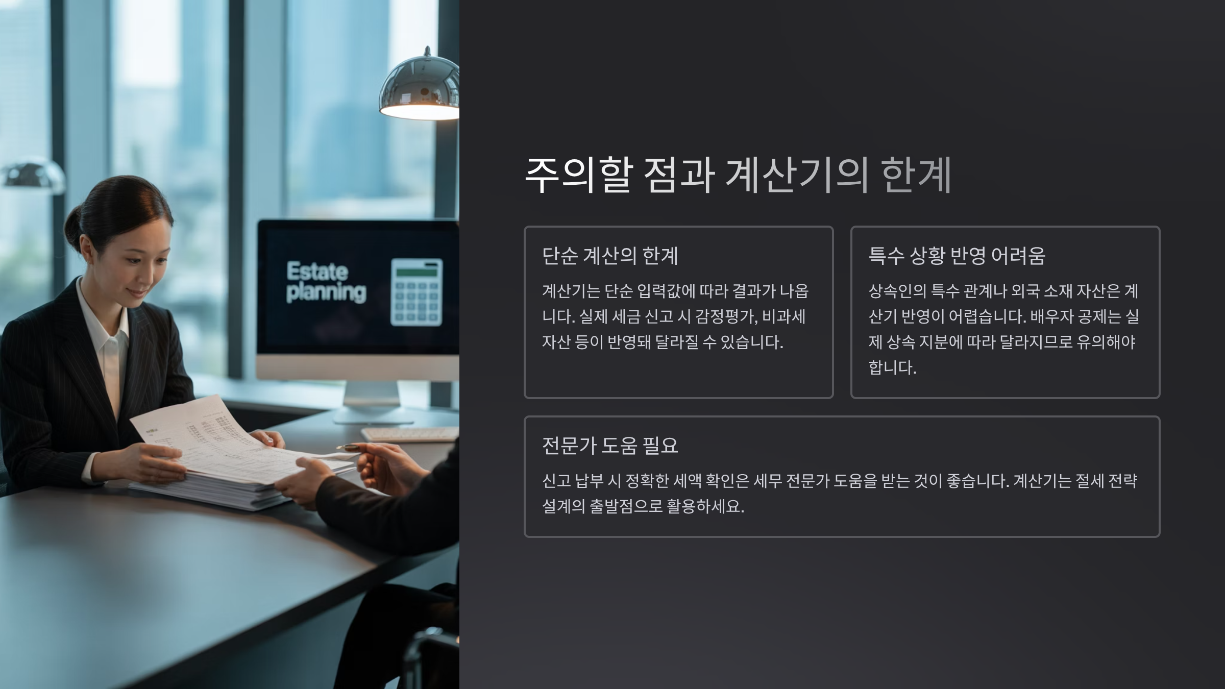 주의할 점과 계산기의 한계