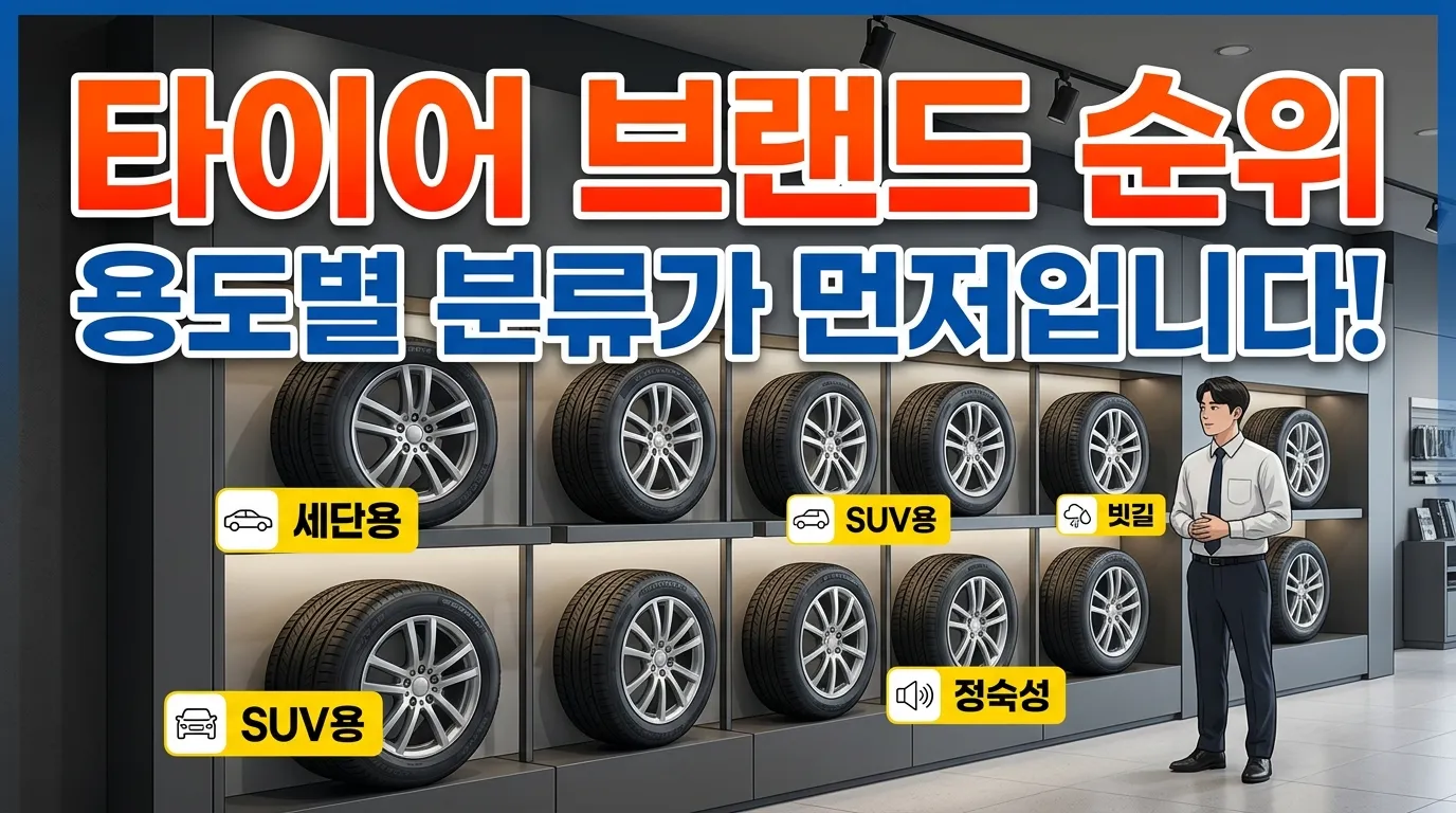 타이어 브랜드 비교 진열 장면
