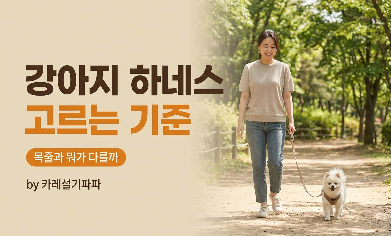 공원에서 하네스 산책하는 여성