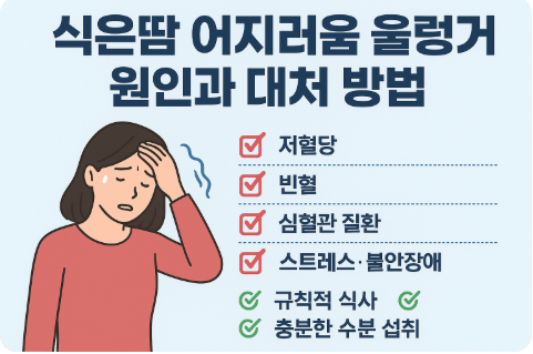식은땀 어지러움 울렁거림 원인 대처 방법