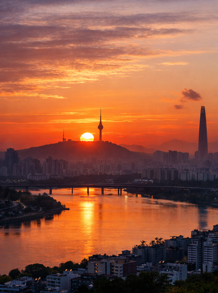 AI로 생성한 서울 일출 사진