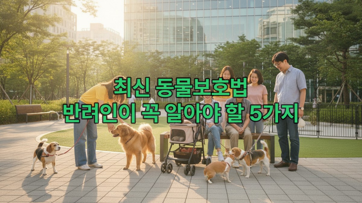 동물보호법에 따라 반려동물과 반려인이 공원에서 행복하고 책임감 있게 교감하는 모습