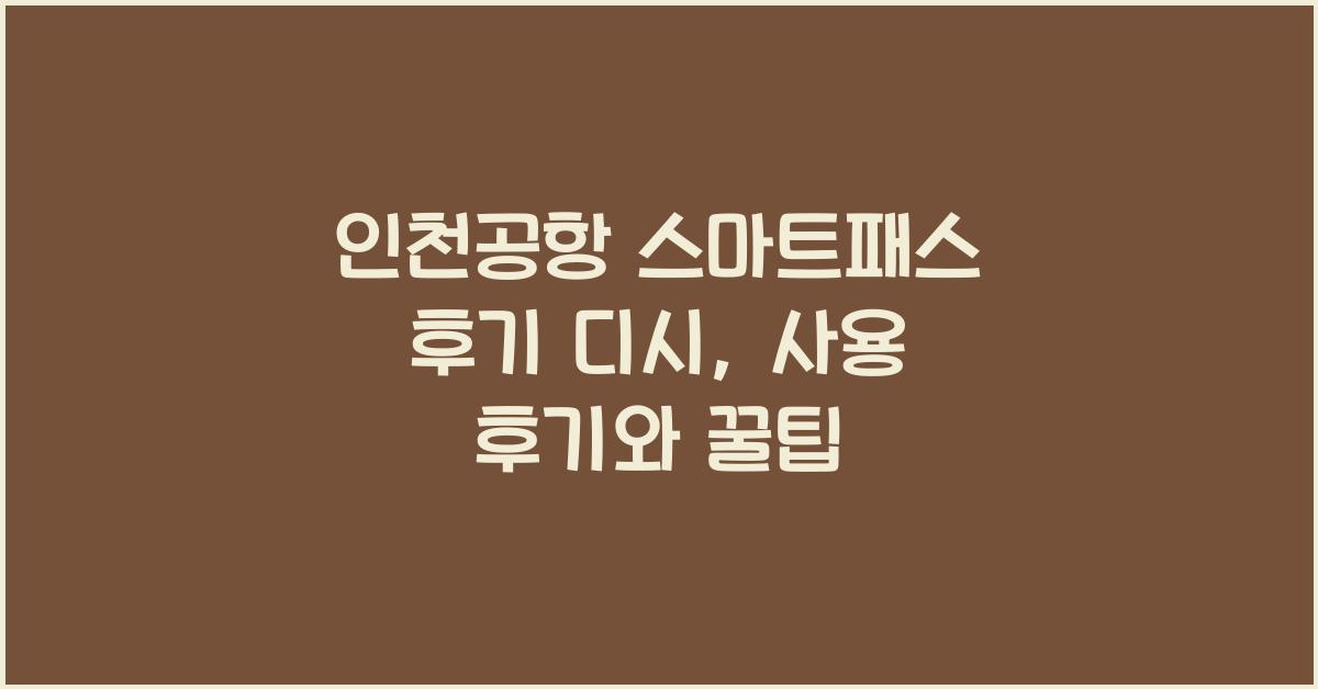 인천공항 스마트패스 후기 디시