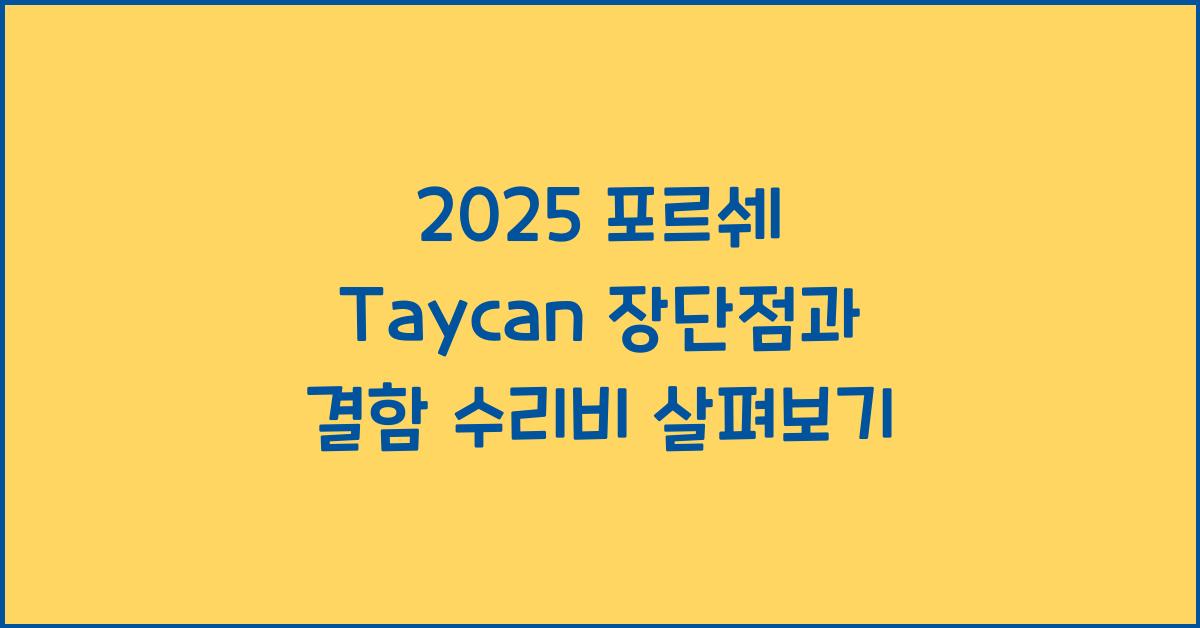 2025 포르쉐 Taycan 장단점 결함 수리비
