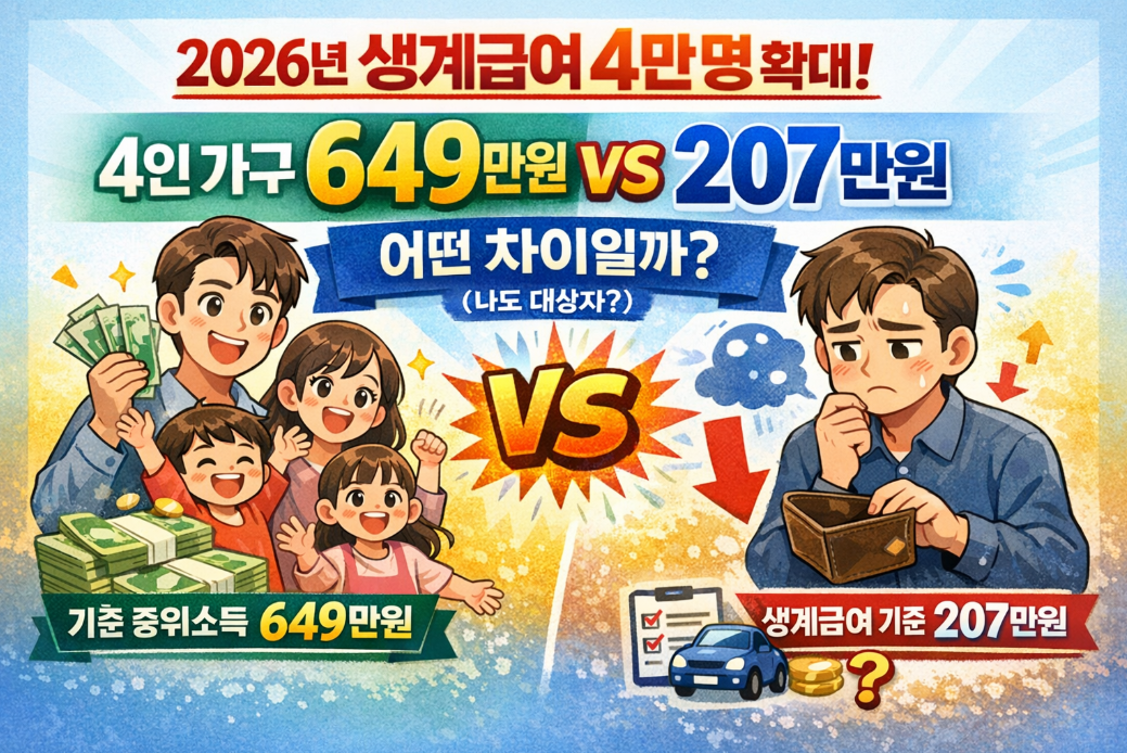 2026 생계급여 4만 명 추가 확대 기준 중위소득 인상