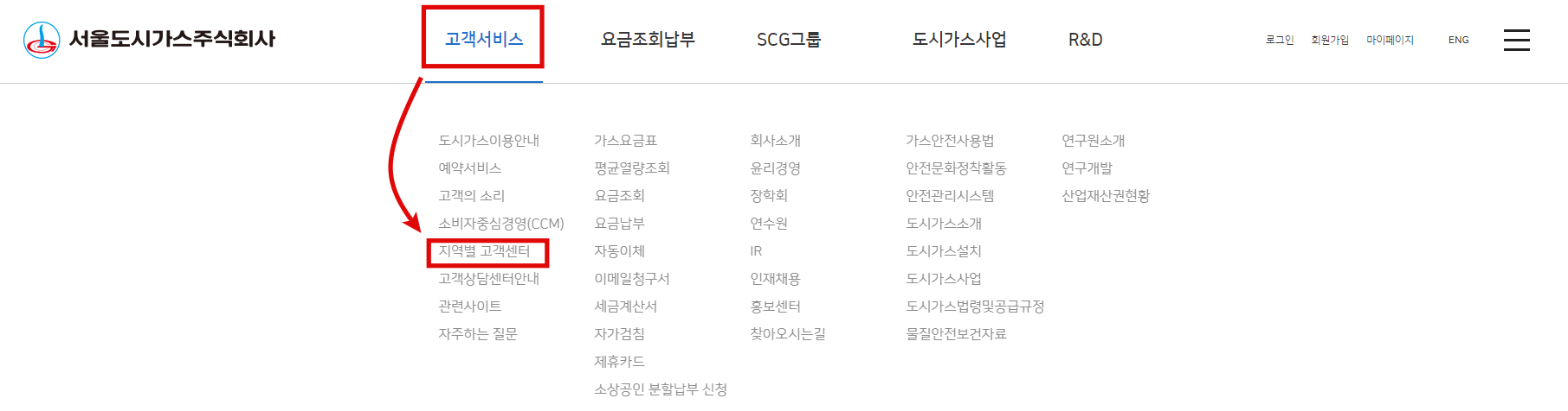 서울도시가스-지역별-고객센터-검색하기