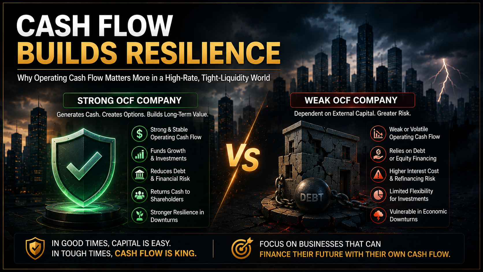 Strong versus weak Operating Cash Flow companies during high interest rates and tight liquidity