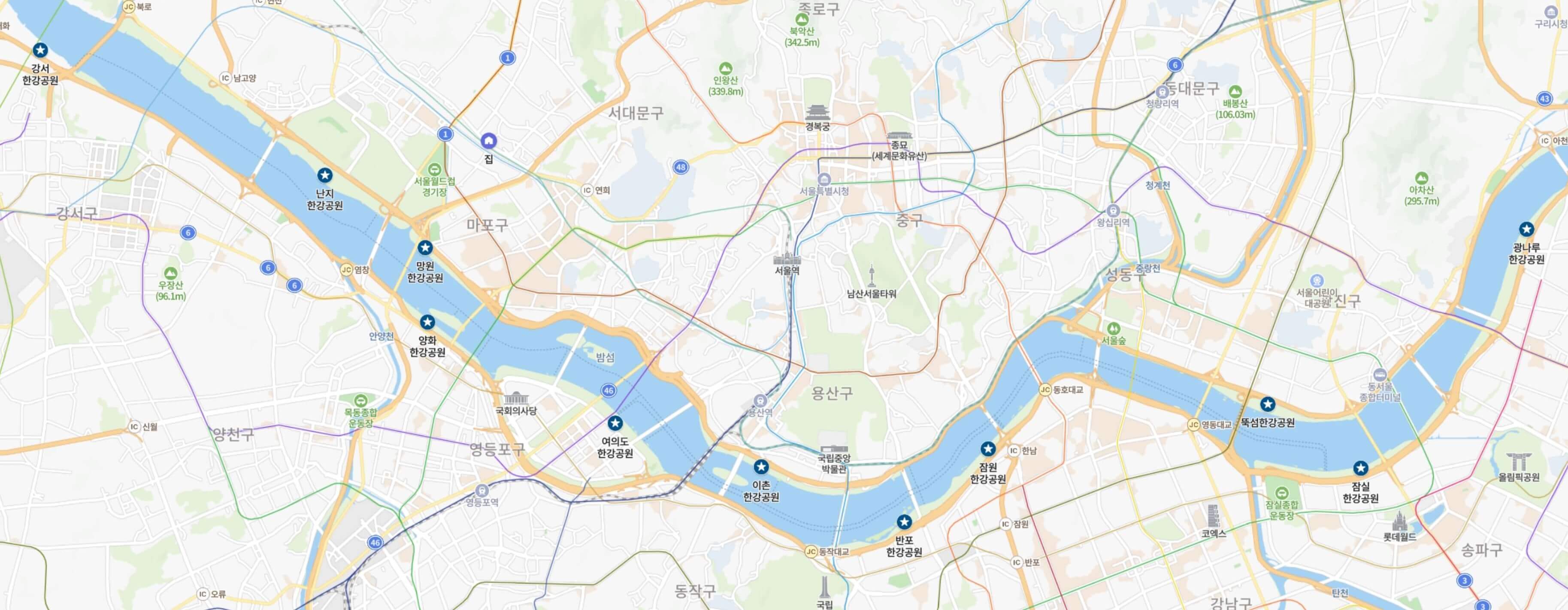 한강공원 한눈에 찾기