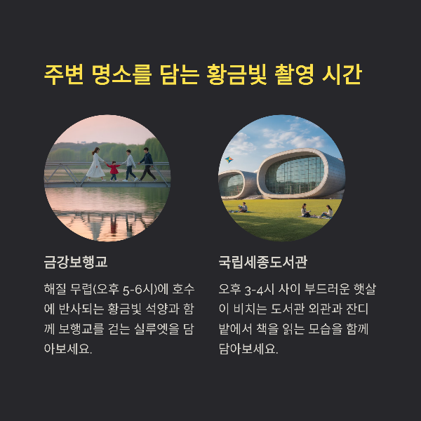 주변 명소를 담는 황금빛 촬영 시간
