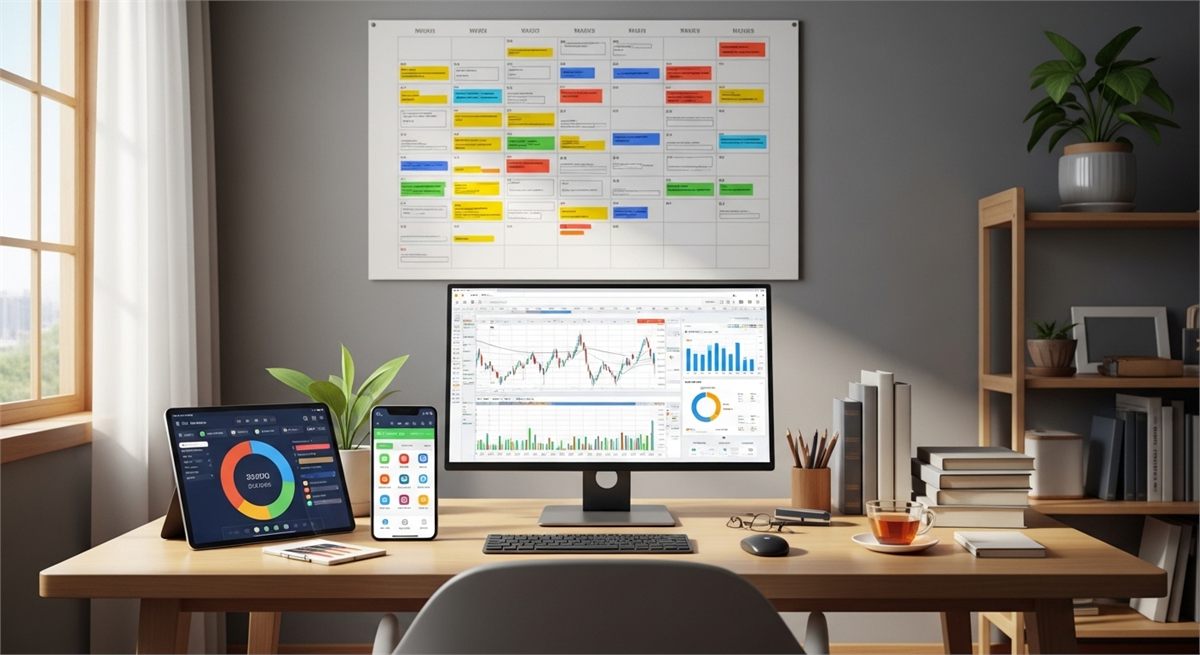 공모주 청약 계획을 세우는 실내 전경 