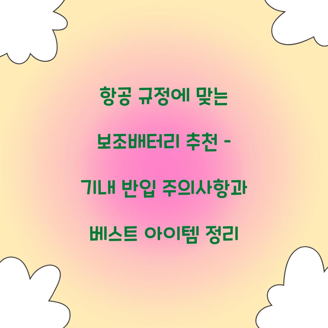 항공 규정에 맞는 보조배터리 추천