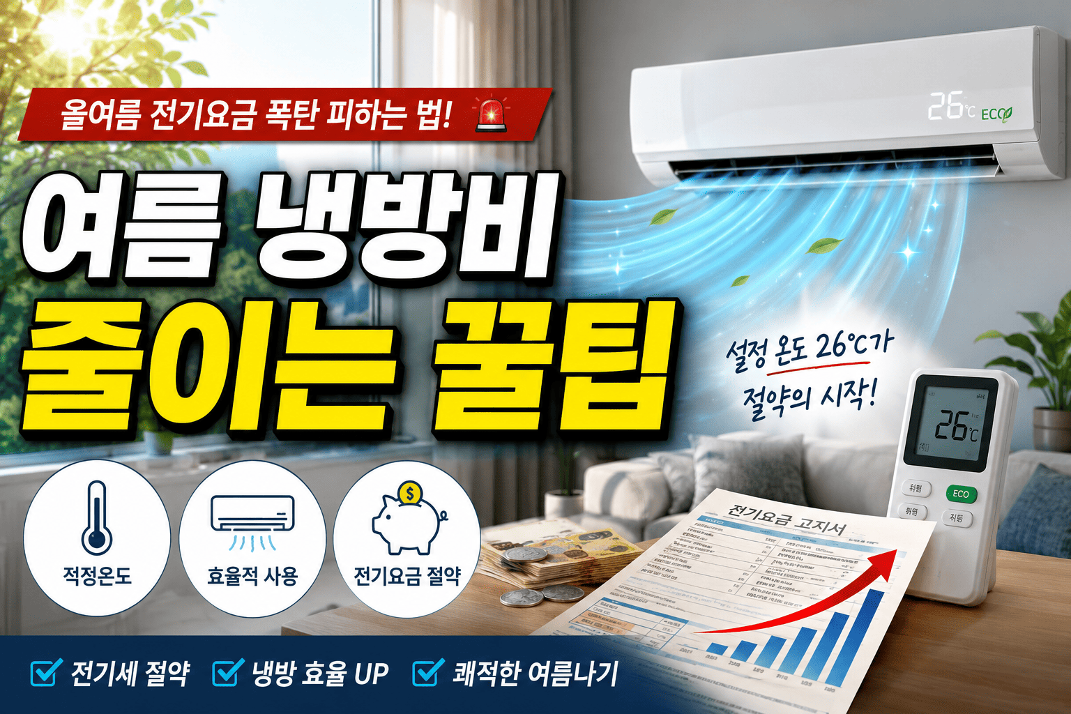 여름 냉방비 줄이기 (에어컨, 전기요금, 절약)