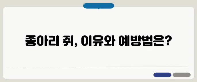 종아리에 쥐가 나는 이유 예방하는 방법