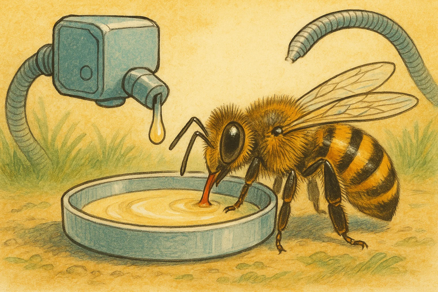 인공먹이를 먹는 꿀벌