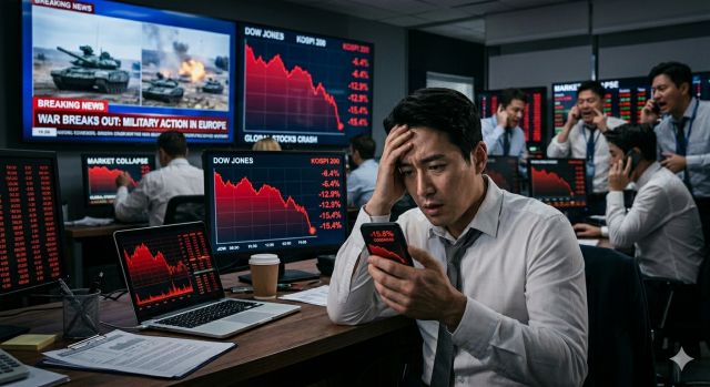 2026년 코스피 급락과 환율 상승 속 투자 판단을 고민하는 개인 투자자 상황