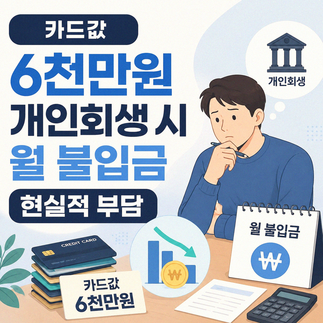 개인회생 카드값 6천만원, 월 불입금 부담 줄이는 현실적인 방법