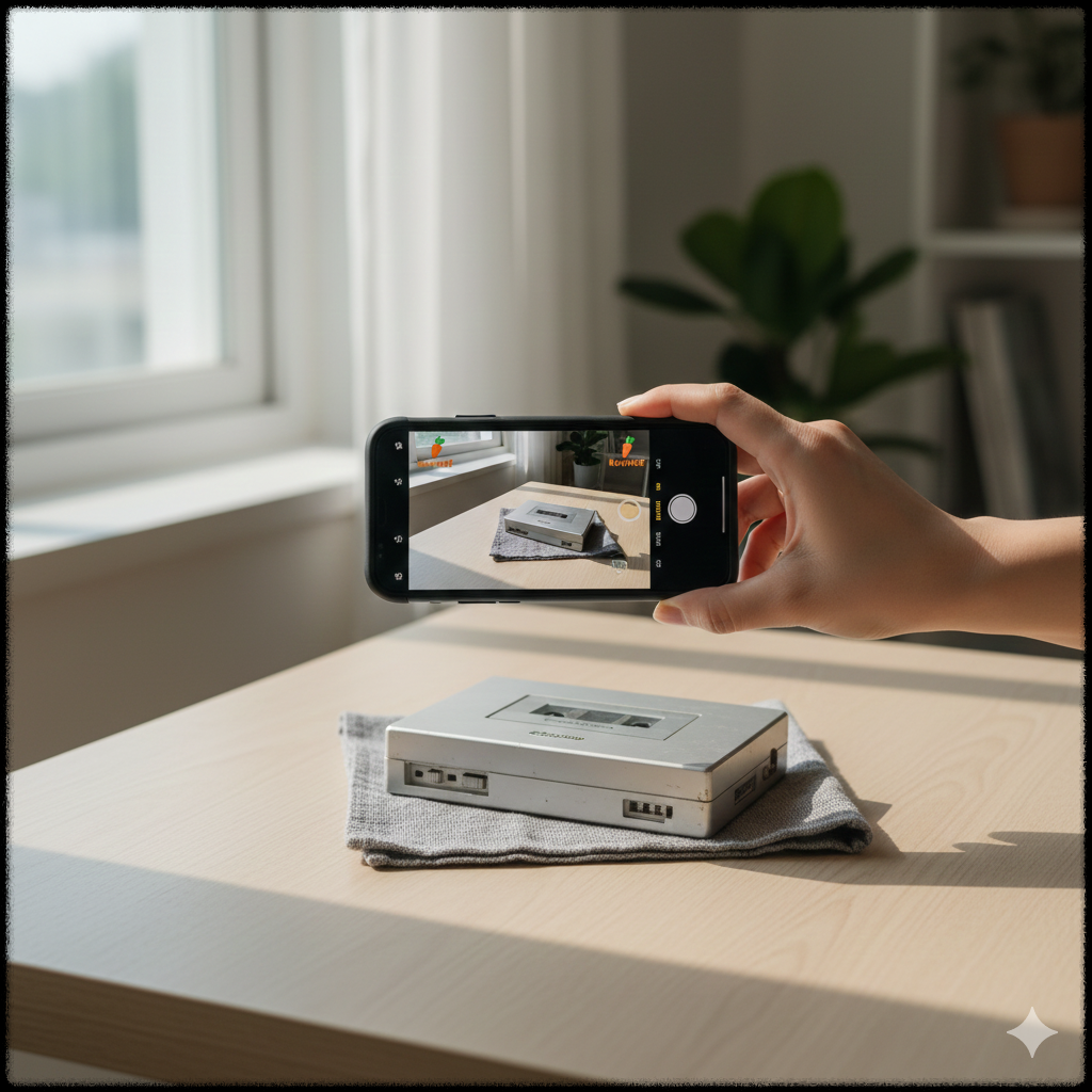 자연광을 활용해 중고 물품을 촬영하는 모습