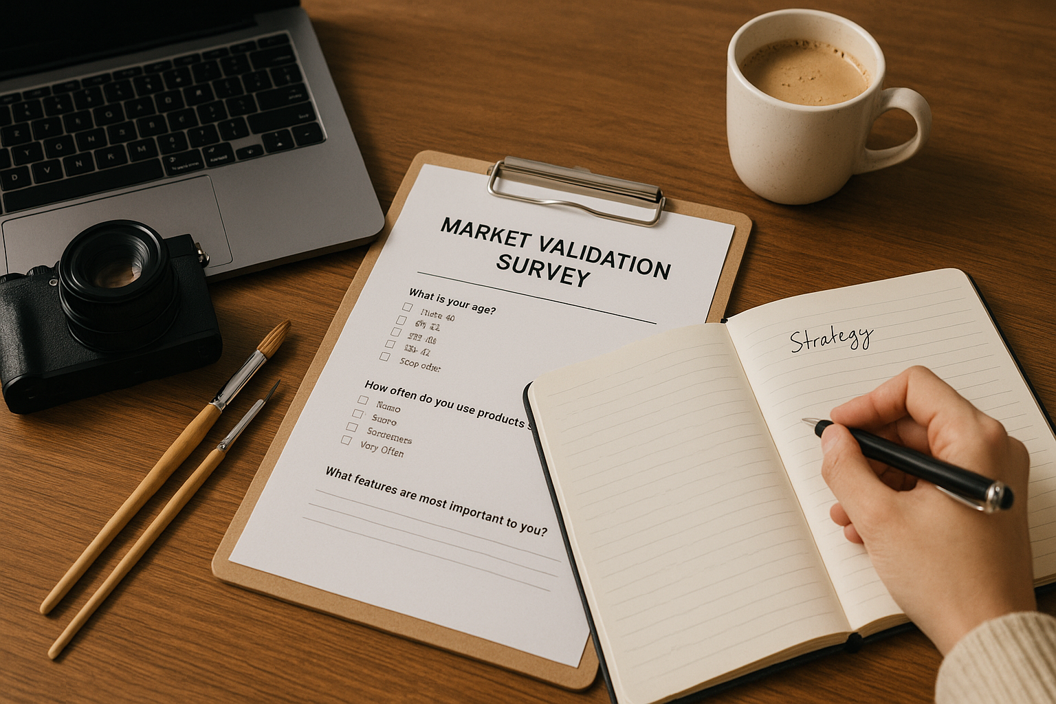 취미 도구(카메라&middot;붓&middot;노트북)와 시장 검증을 위한 설문지