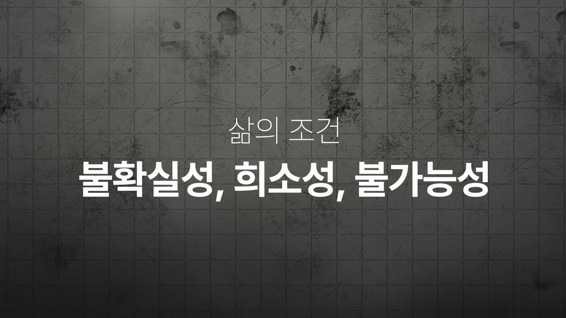 삶의 조건 : 불확실성, 희소성, 불가능성