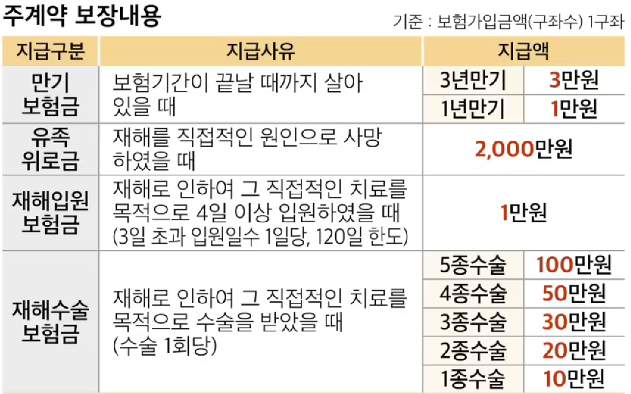 우체국의 공익형 보험 소개 주계약
