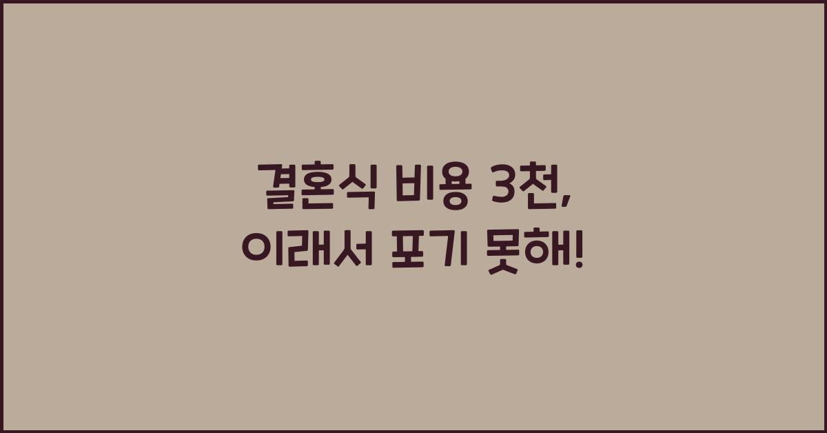 결혼식 비용 3천