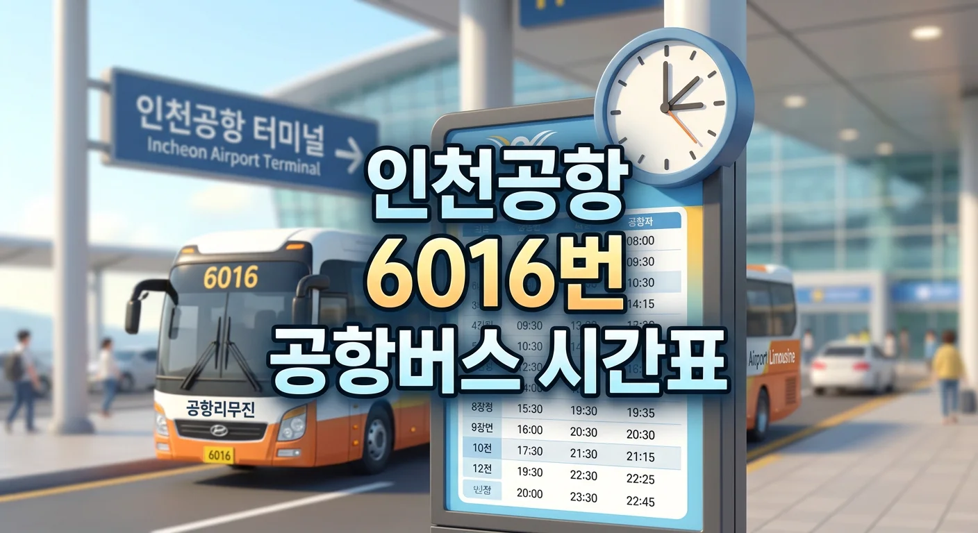 인천공항 6016번 공항버스 시간표와 요금 (동작·흑석·서초 방면)