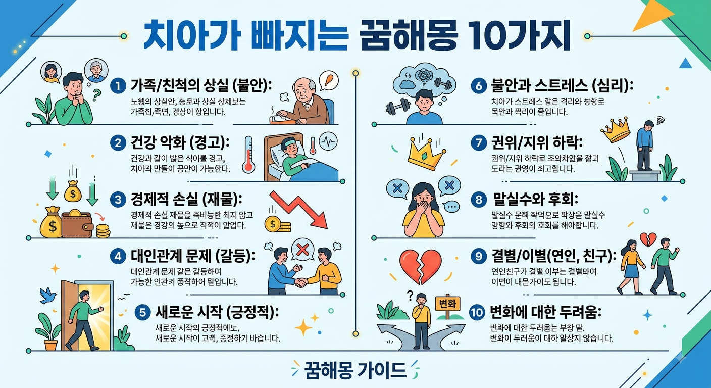 치아가 빠지는 꿈해몽 10가지 : 가족·직장·재물운까지