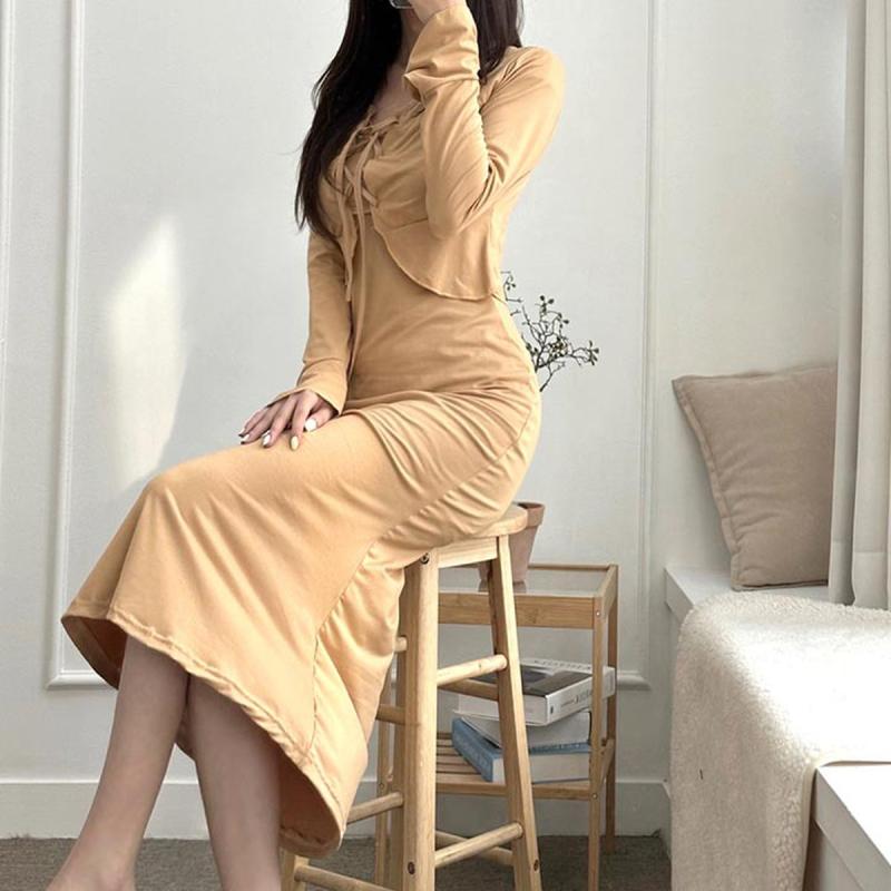 민소매 롱원피스 가디건 투피스 세트