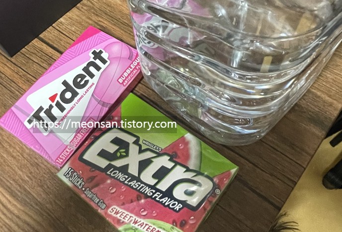 코스트코 미국 껌 직접 씹어봤습니다 — Trident vs Extra, 한국 껌이랑 뭐가 다른가 삼다수 2L와 크기비교